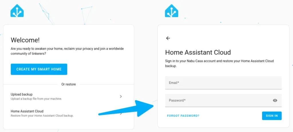Onboarding with a Home Assistant Cloud backup