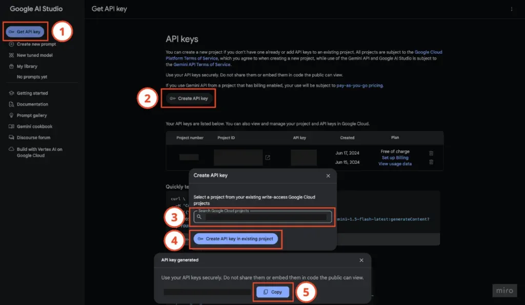 建立 Google AI API key