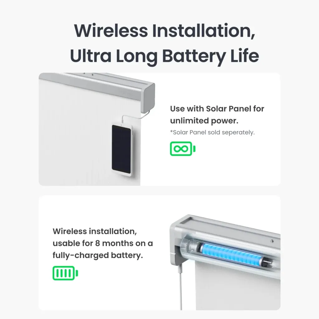 SwitchBot Roller Shade 可選用太陽能充電