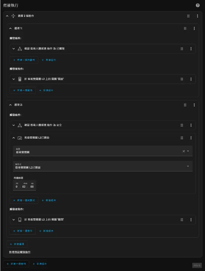 廁所人體傳感器 Action 動作設定
