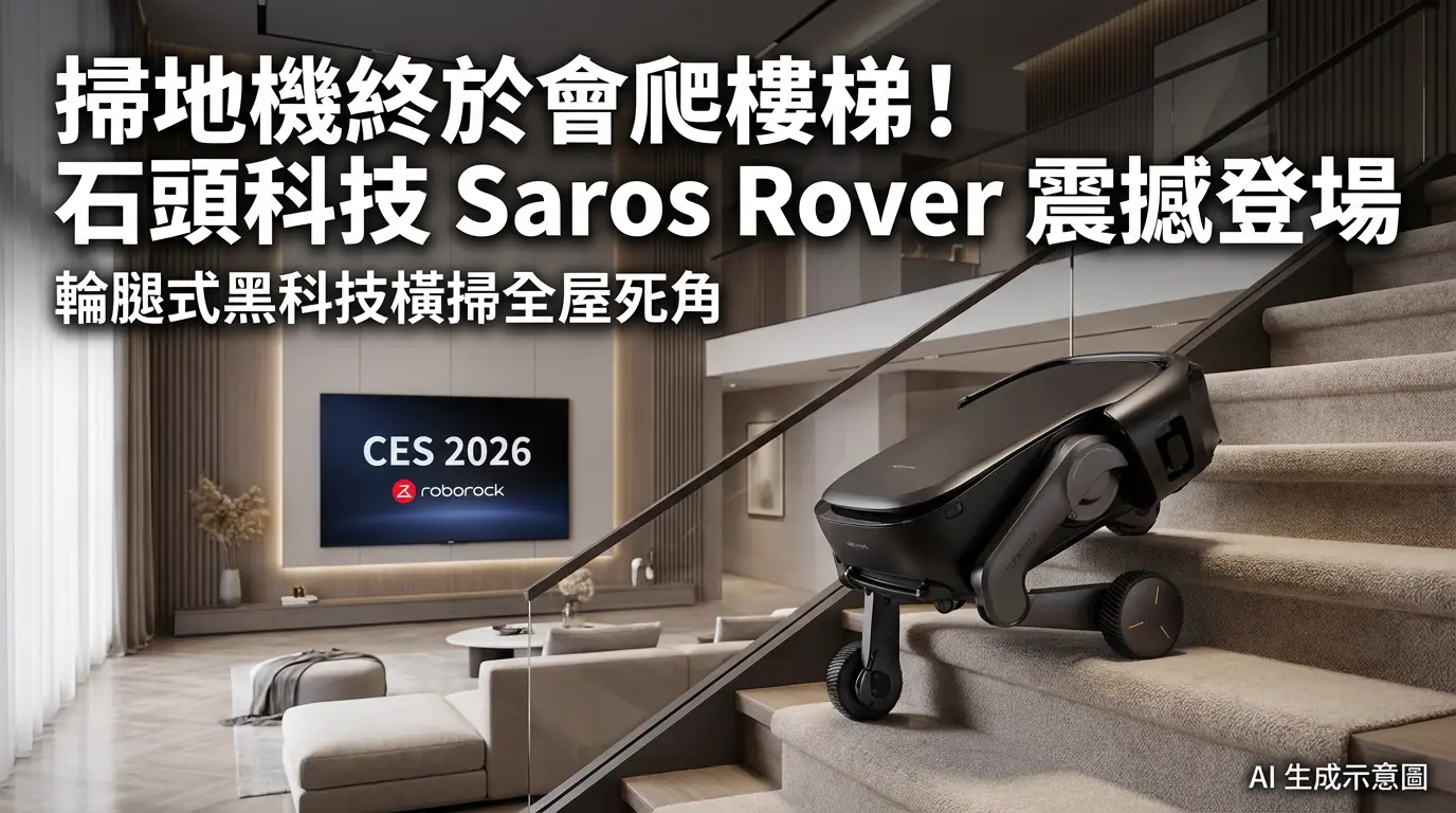 掃地機終於會爬樓梯！石頭科技 Saros Rover 震撼登場，輪腿式黑科技橫掃全屋死角